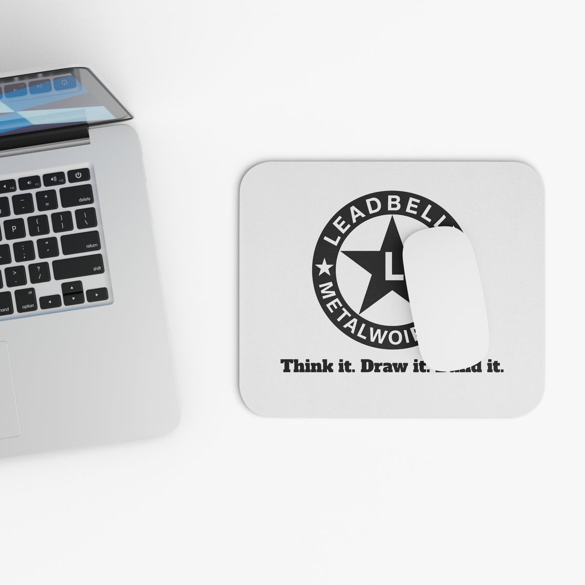 Leadbelly Metalworks Logo Mouse Pad — "Think it. Draw it. Build it." Desk Mat